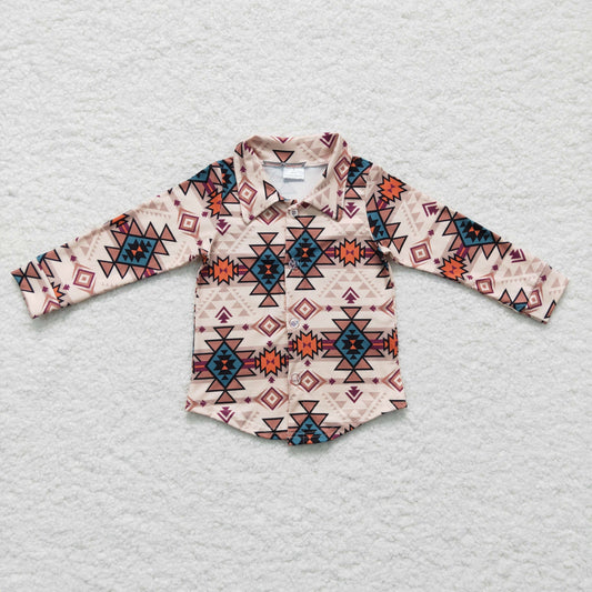 BT0127 Aztec Print Boys Long Sleeve Tee Shirts Top