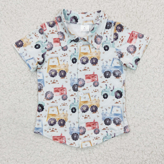 Boys tractor print button up shirts   BT0137