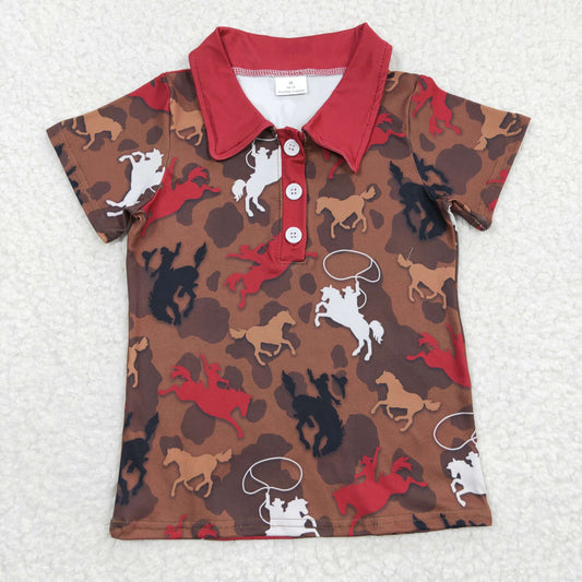 Boys western rodeo print polo shirts  BT0162