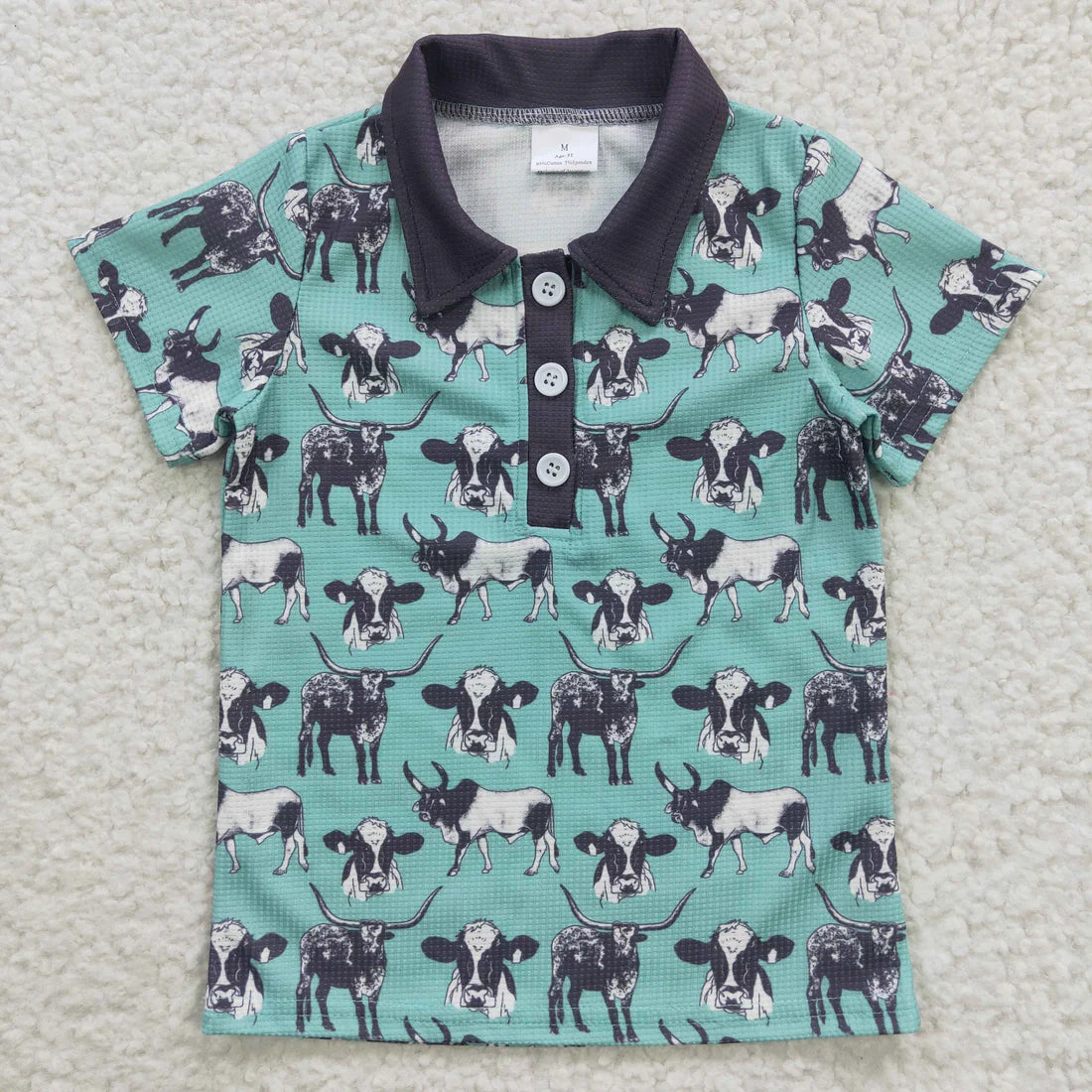 Sibling Baby Boys Western Horse Rodeos Cowboy Half Button Short Sleeves Polo Shirts Top