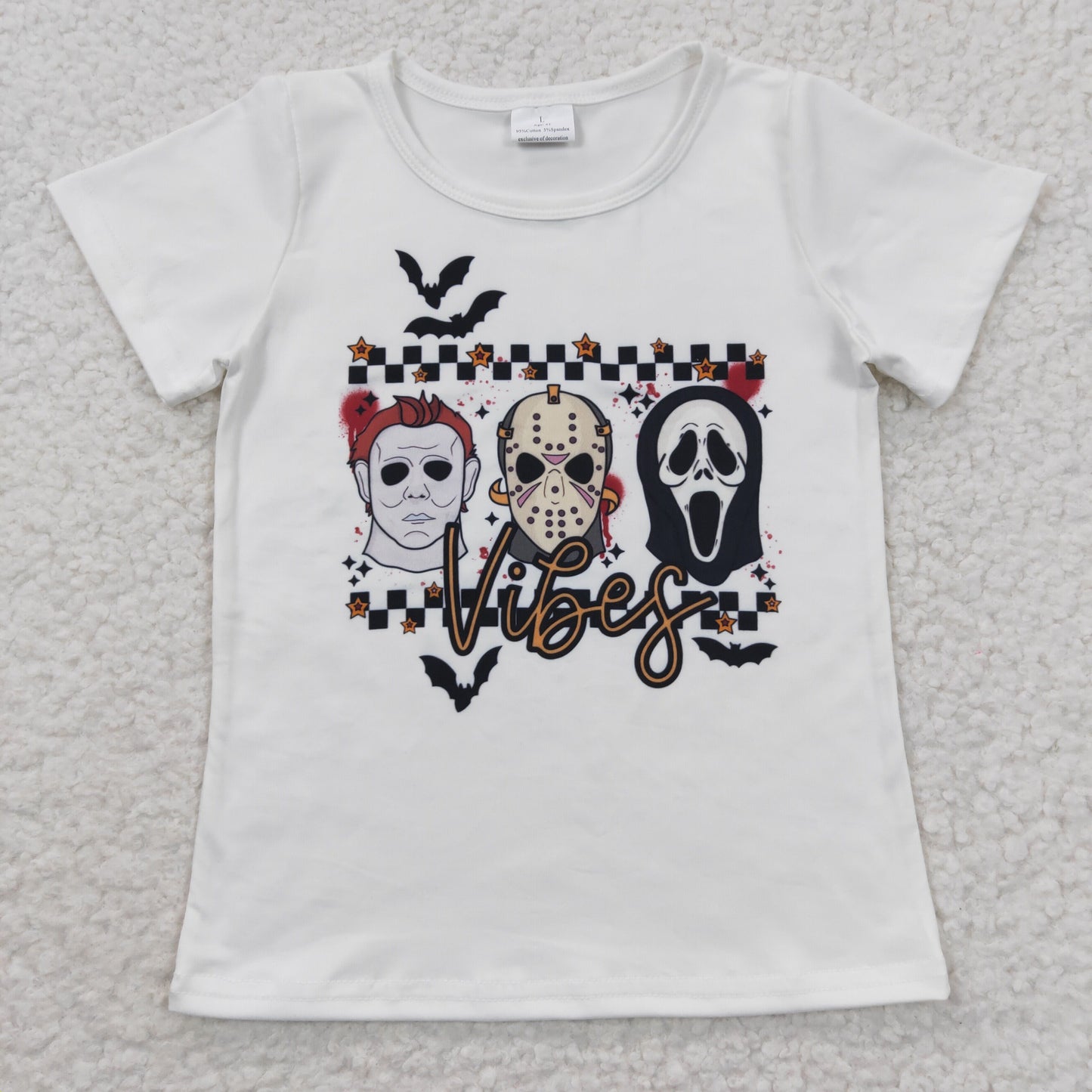 BT0222 Film Characters Vibes Print Boys Halloween Tee Shirts Top