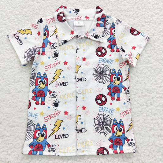 BT0223 Cartoon Dog Web Print Boys Halloween Tee Shirts Top