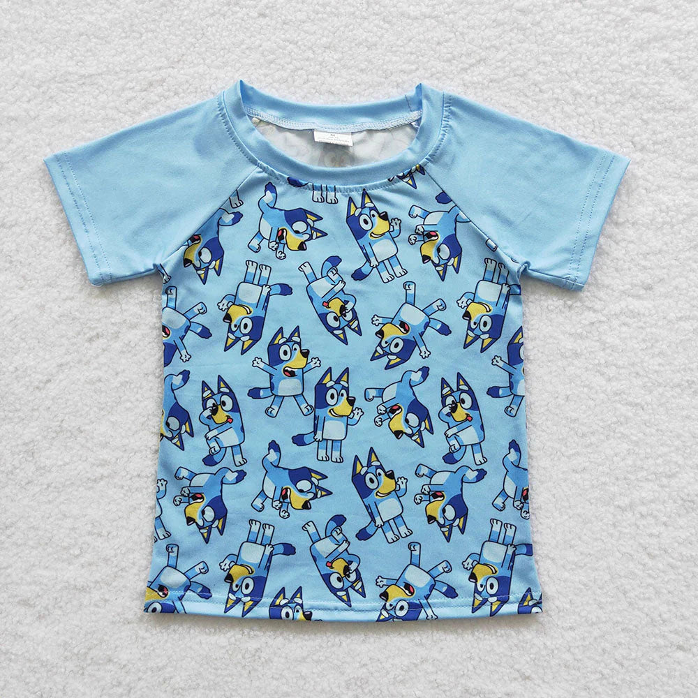 Sibling Baby Boys Hooded Blue Dogs Shirts Hooded Clothes Sets