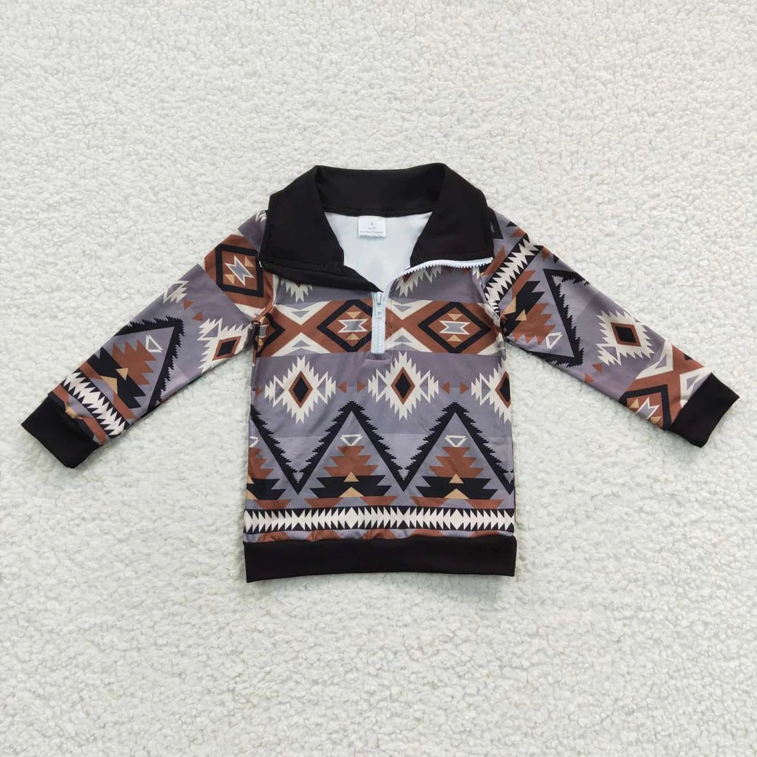 Toddler Boys Wetern Cowboy Aztec Long Sleeve Half Zipper Pullover Top