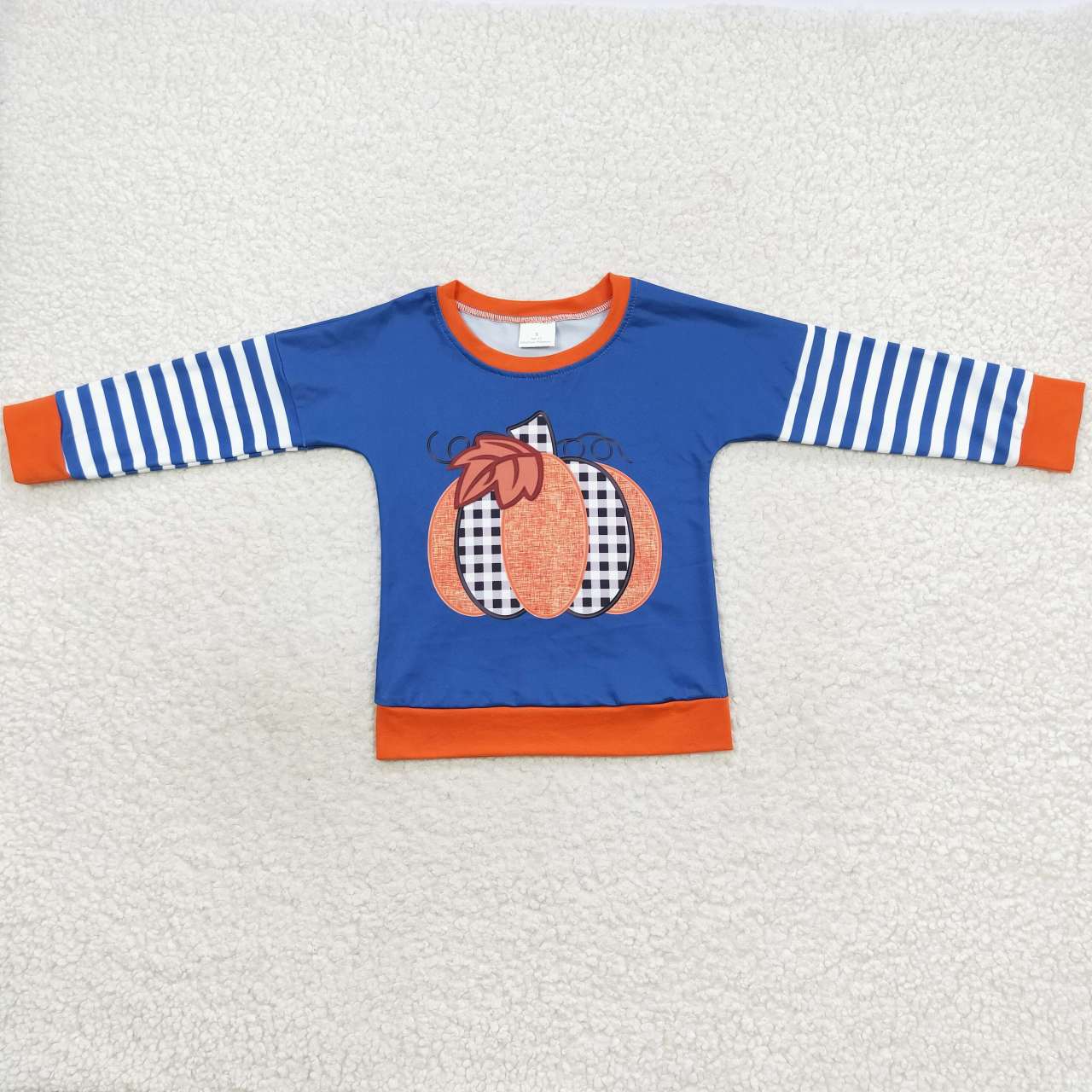 BT0243 Pumpkin Stripes Print Boys Fall Tee Shirts Top