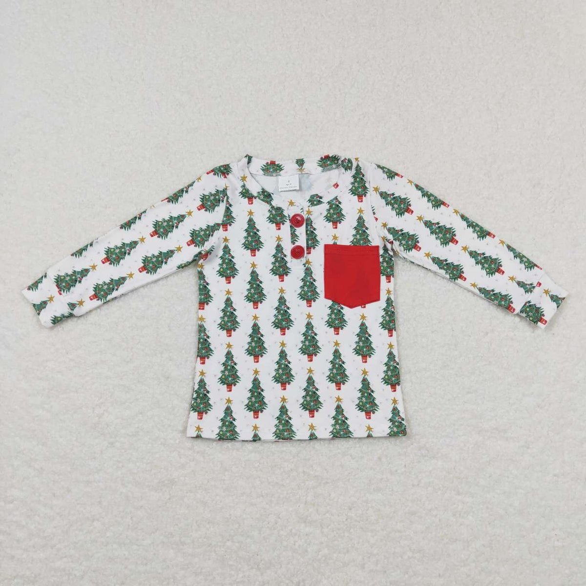BT0326 Tree Stars Print Boys Christmas Pocket Tee Shirts Top