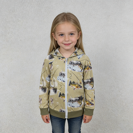 BT0346 Fishing Hunting Zipper Kids Hoodie Jacket Top