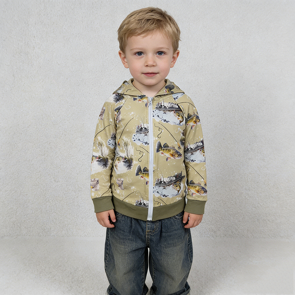 BT0346 Fishing Hunting Zipper Kids Hoodie Jacket Top