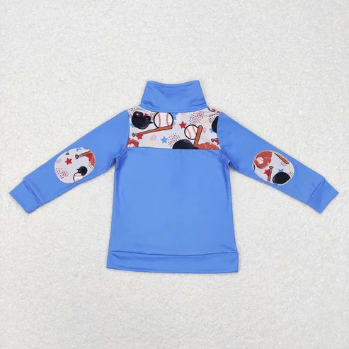 Sibling Baby Boys Baseball Long Sleeve Pajama Set Zipper Pullover Top