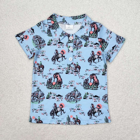 Sibling Baby Boys Summer Western Short Sleeve Polo Shirt Top