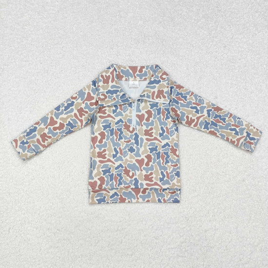 Toddler Boys Hunting Camo Long Sleeve Half Zipper Pullover Top