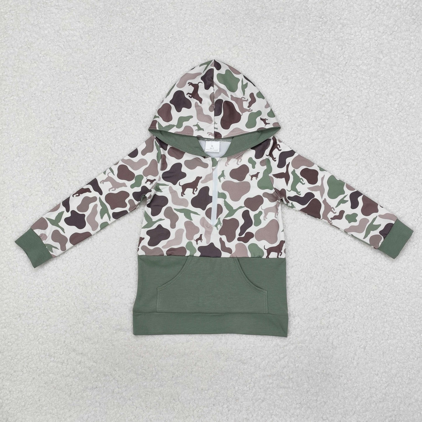 Sibling Baby Boys Long Sleeves Southern Hunting Camo Horses Zip Pockets Hoodies Top