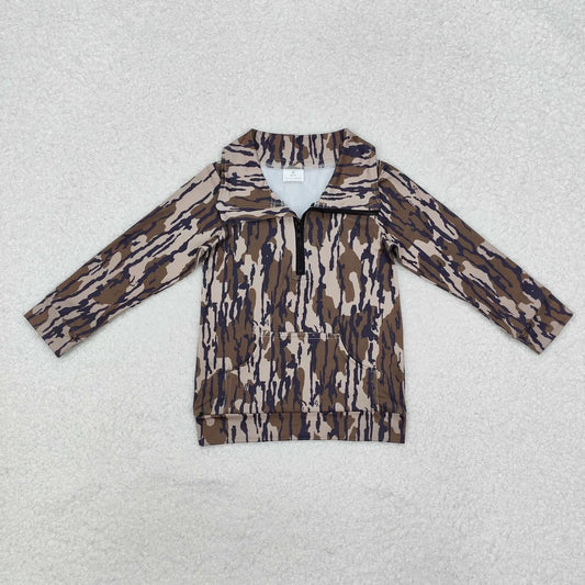 Toddler Boys Hunting Camo Long Sleeve Half Zipper Pullover Top