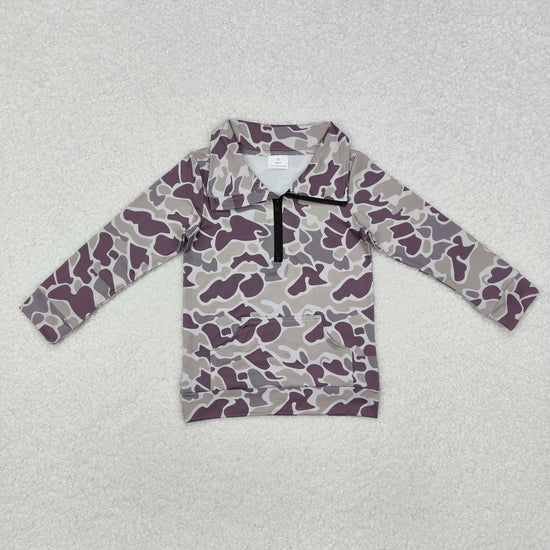 Toddler Boys Hunting Camo Long Sleeve Half Zipper Pullover Top