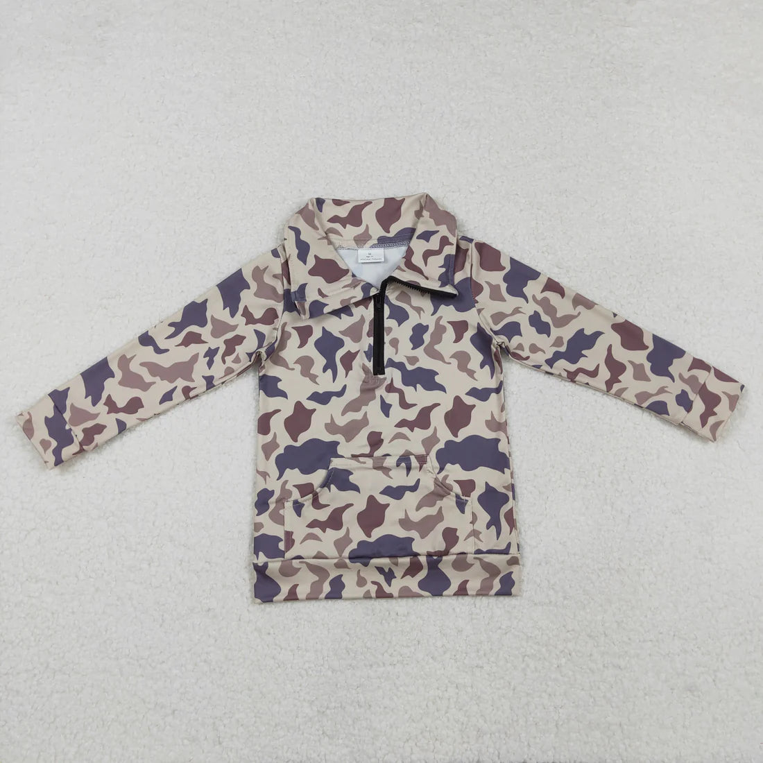 Toddler Boys Hunting Camo Long Sleeve Half Zipper Pullover Top