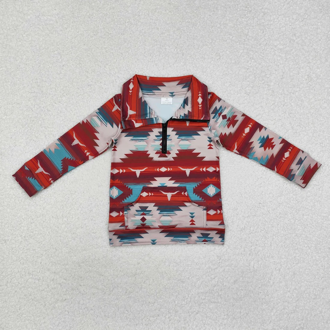 Toddler Boys Wetern Cowboy Aztec Long Sleeve Half Zipper Pullover Top