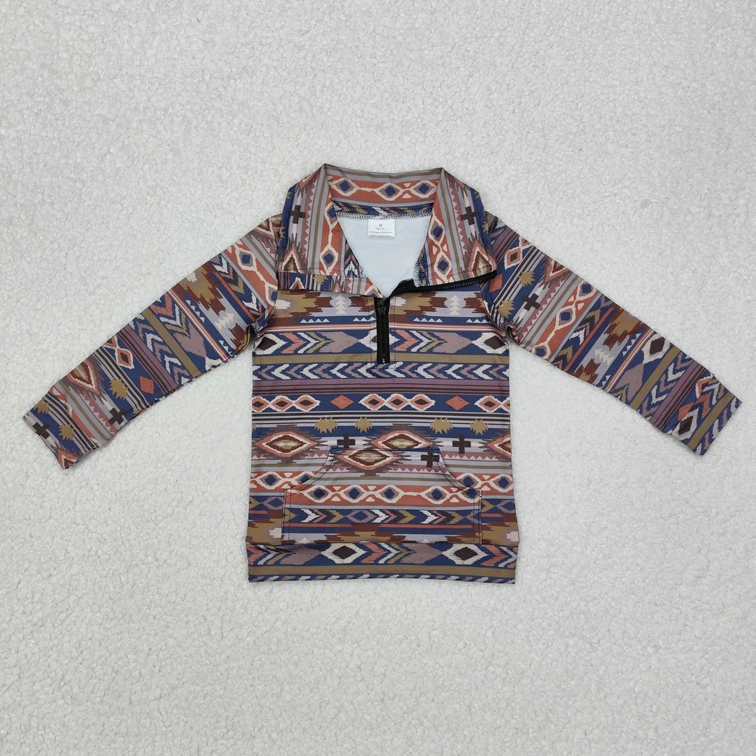 Toddler Boys Wetern Cowboy Aztec Long Sleeve Half Zipper Pullover Top