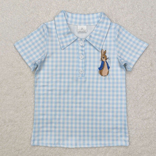 Sibling Baby Kids Embroidery Bows Rabbits Button Easter Polo Shirt Knee Length Dress Rompers