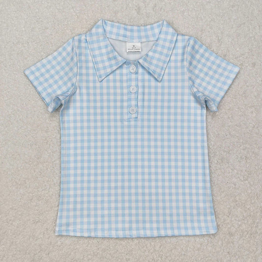 Baby Boys Blue Checkered Buttons Shirts Tops