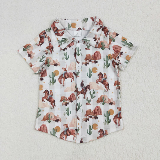 Sibling Baby Boys Short Sleeve Western Button Shirts Top