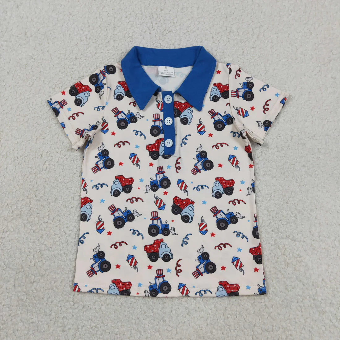 Sibling Baby Boys Short Sleeve 4th of July Button Polo Shirts Top
