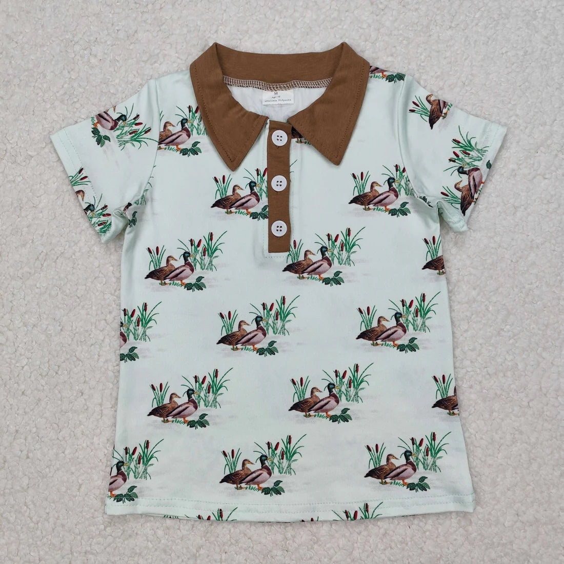 Sibling Baby Boys Western Deer Ducks Hunting Half Button Short Sleeves Polo Shirts Top