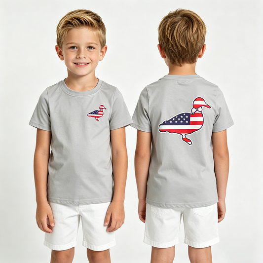BT1199  Duck Flag Print Baby Boys 4th of July Short Sleeve Tee Shirt Top