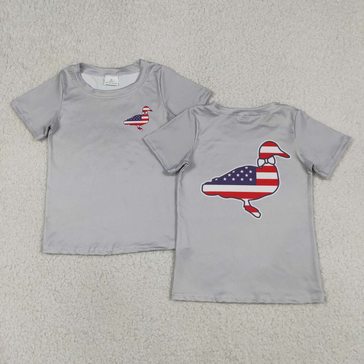 BT1199  Duck Flag Print Baby Boys 4th of July Short Sleeve Tee Shirt Top