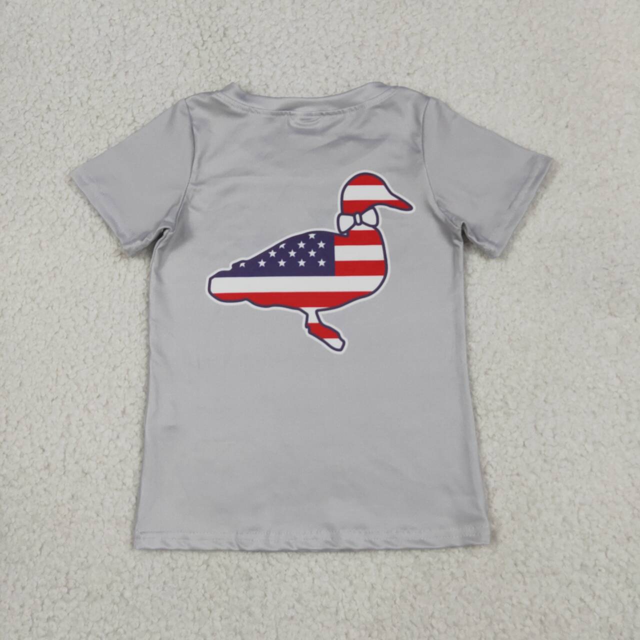 BT1199  Duck Flag Print Baby Boys 4th of July Short Sleeve Tee Shirt Top