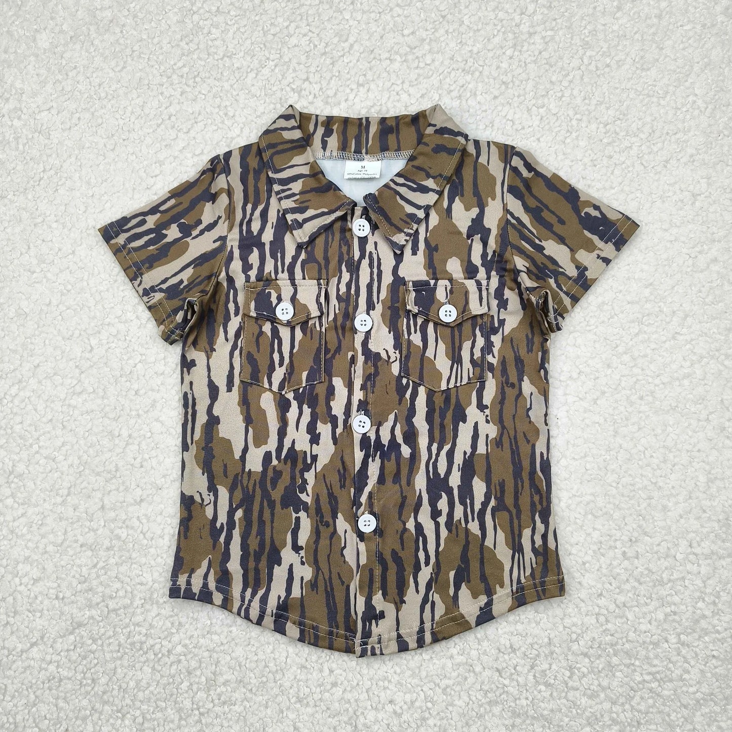 Sibling Baby Boys Southern Camo Short Sleeves Button Pockets Shirts Tops