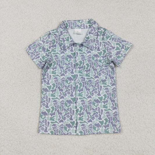 Sibling Baby Boys Short Sleeve Southern Hunting Camo Button Polo Shirts Top