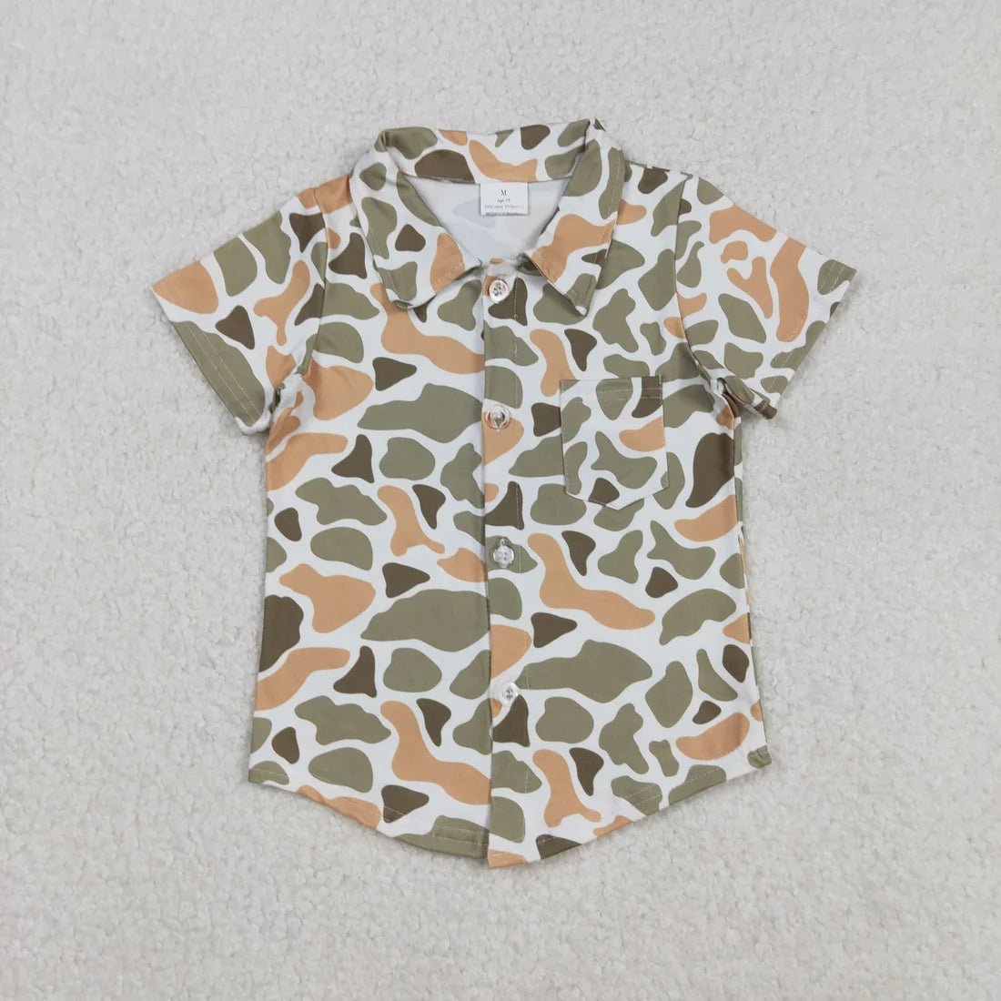 Sibling Baby Boys Hunting  Oragne Green Camo Pajama Set Zipper Romper Hoodie Top
