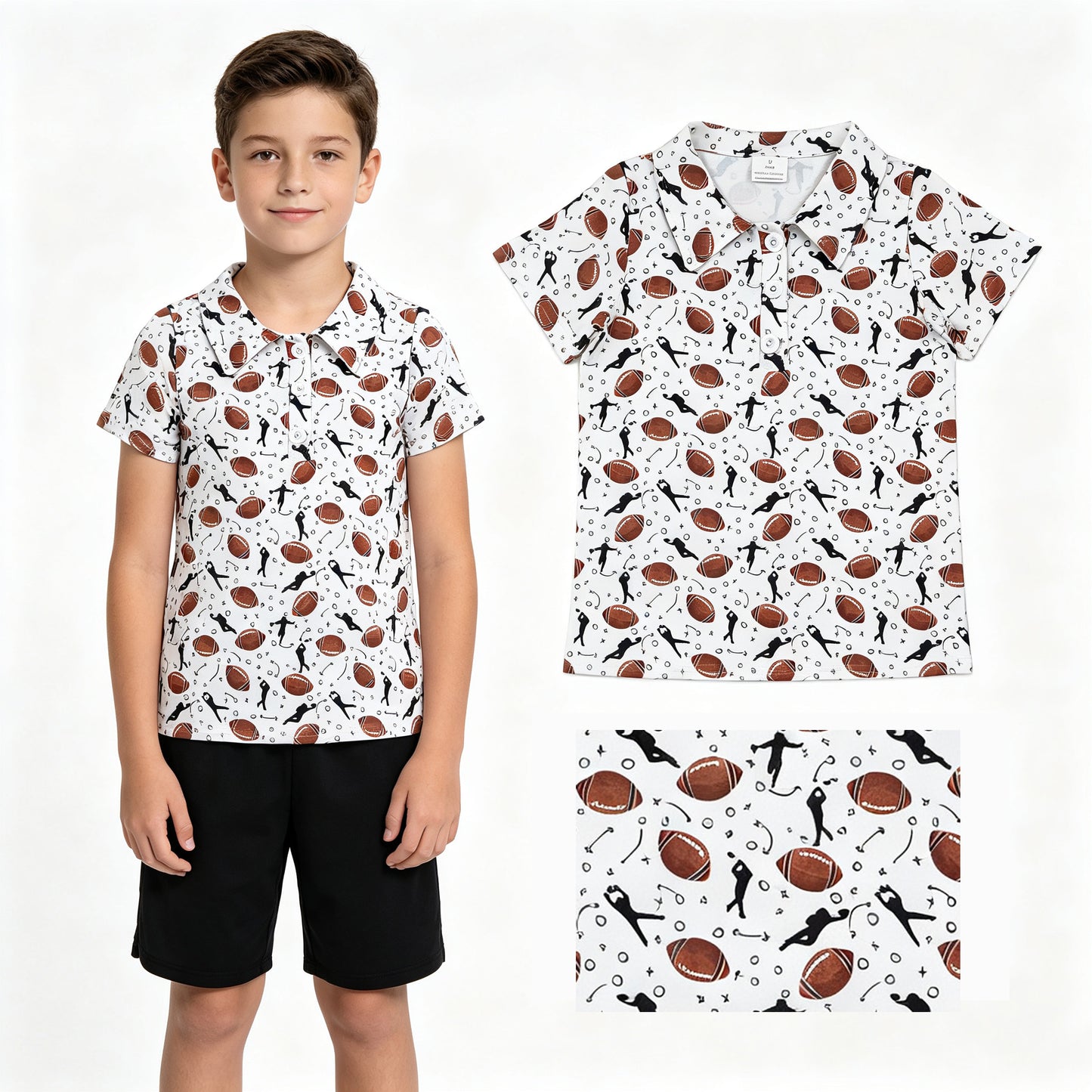 Baby Boys Football Short Sleeve Polo Shirt Top