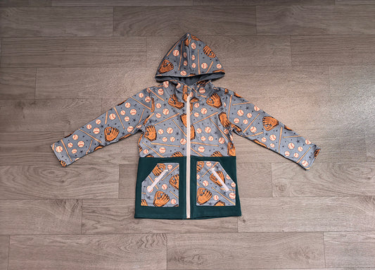 BT1342 Preorder Baseball Stars Print Boys Zipper Pocket Hoodie Jacket Top