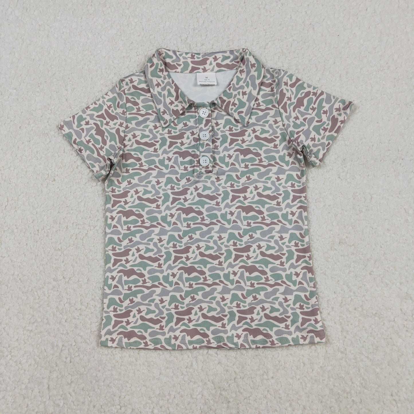 Sibling Baby Boys Short Sleeve Southern Hunting Camo Button Polo Shirts Top