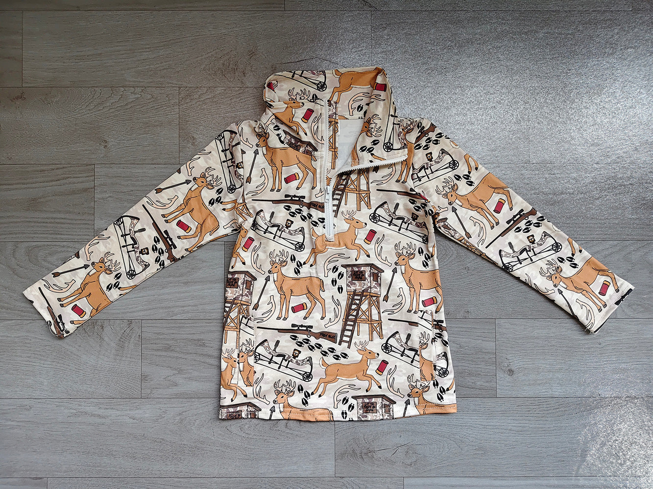 5.1  BT1397 Preorder Deer Hunting Print Boys Zipper Hoodie Top