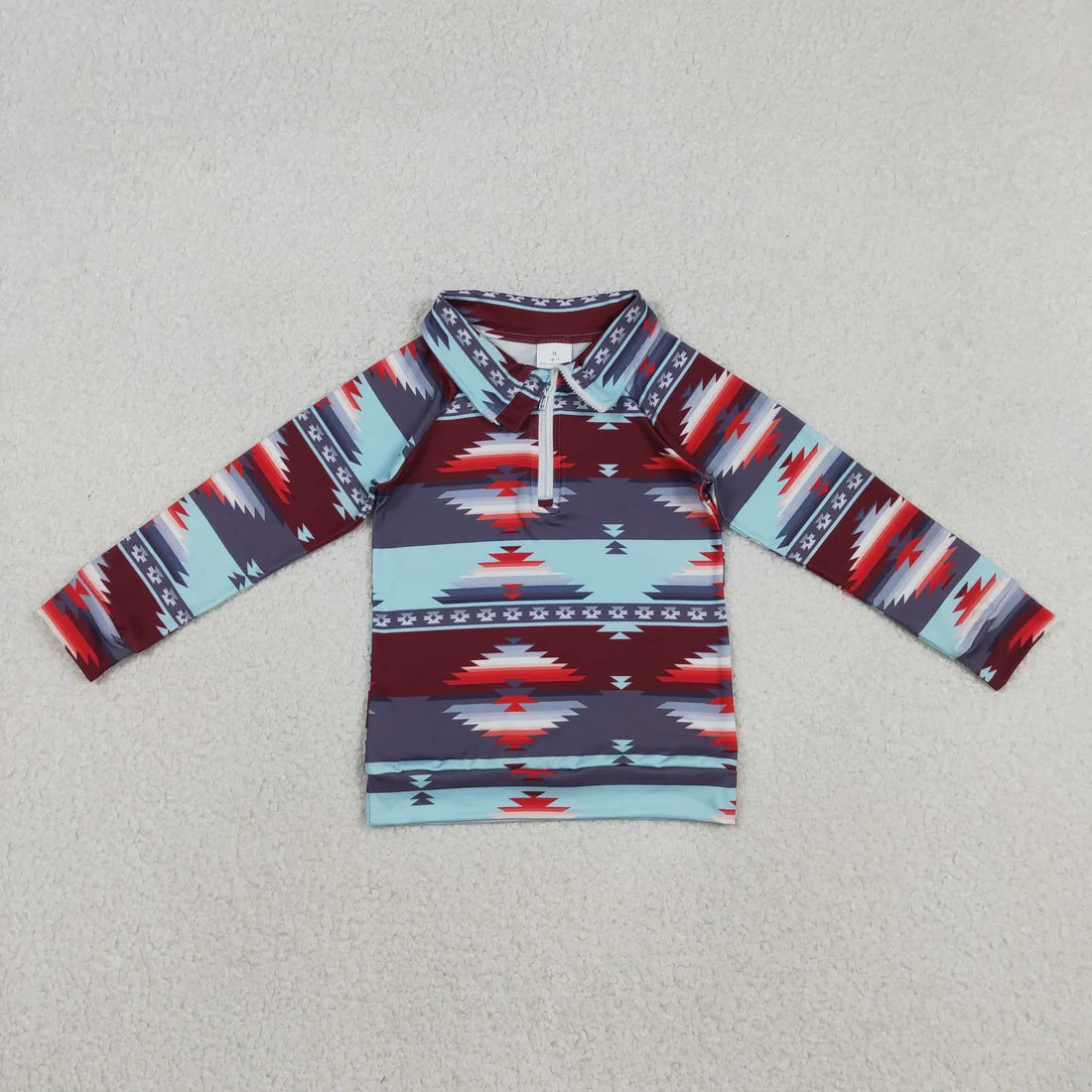 Toddler Boys Wetern Cowboy Aztec Long Sleeve Half Zipper Pullover Top