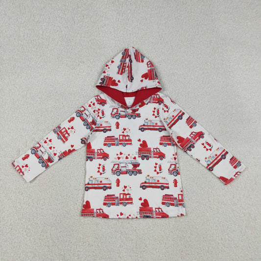 Sibling Baby Boys Colorful Hearts Cars Valentines Hoodies Top