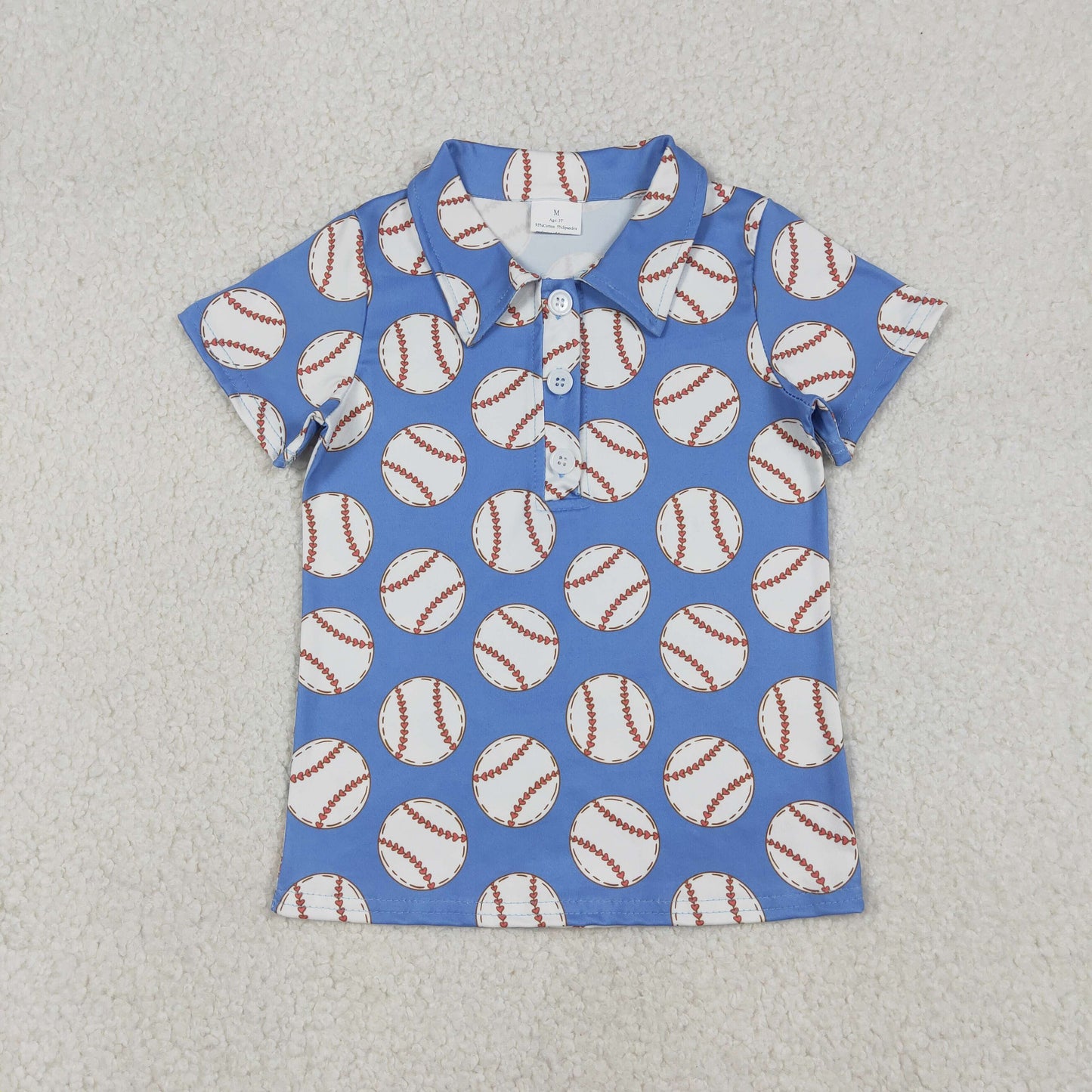 Sibling Baby Boys Short Sleeve Baseballs Button Team Polo Shirts Top