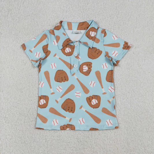 Sibling Baby Boys Short Sleeve Baseballs Button Team Polo Shirts Top