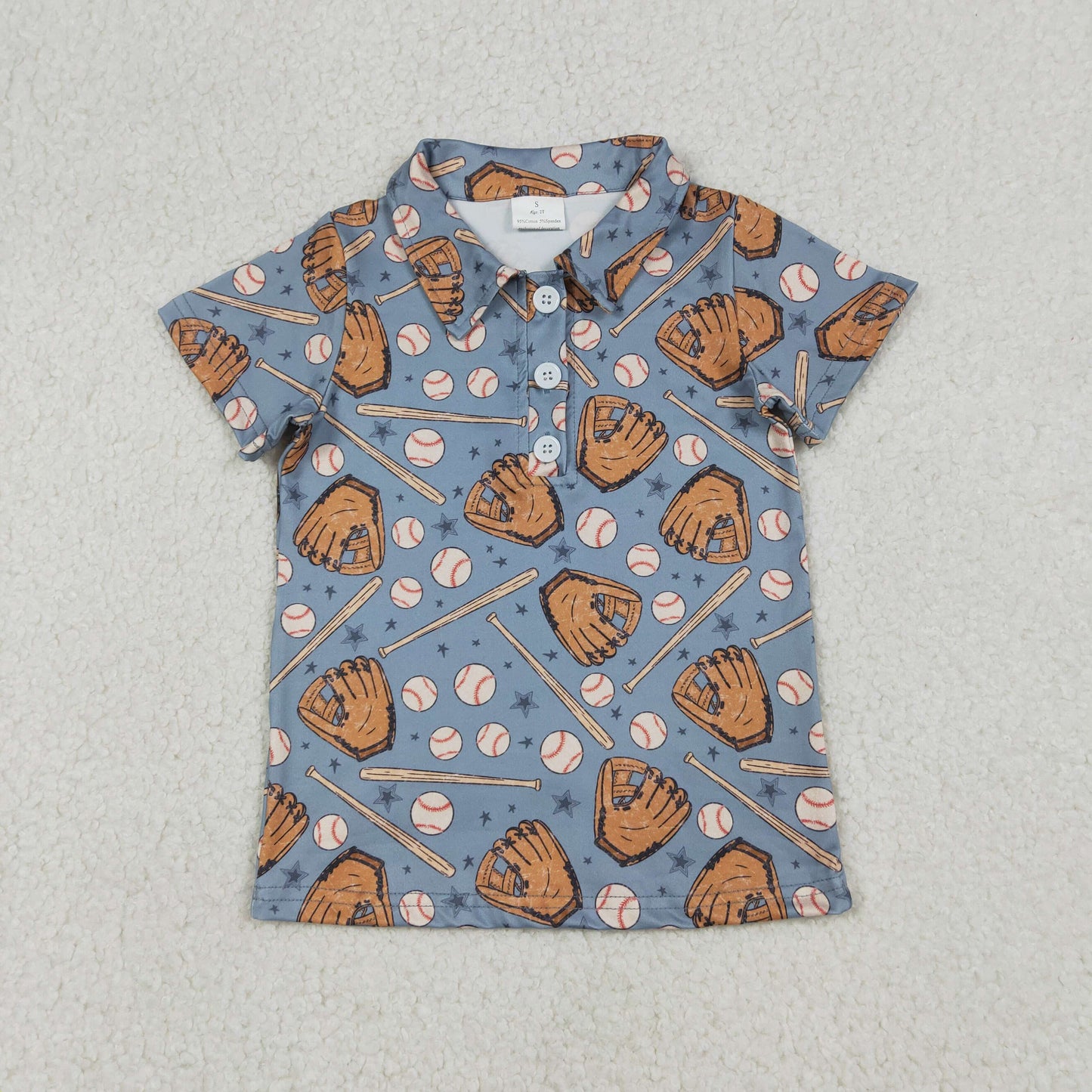 Sibling Baby Boys Short Sleeve Baseballs Button Team Polo Shirts Top