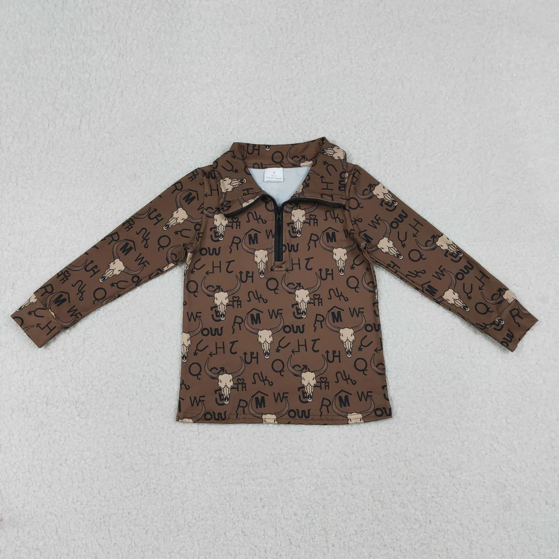 Toddler Boys Wetern Cowboy Aztec Long Sleeve Half Zipper Pullover Top