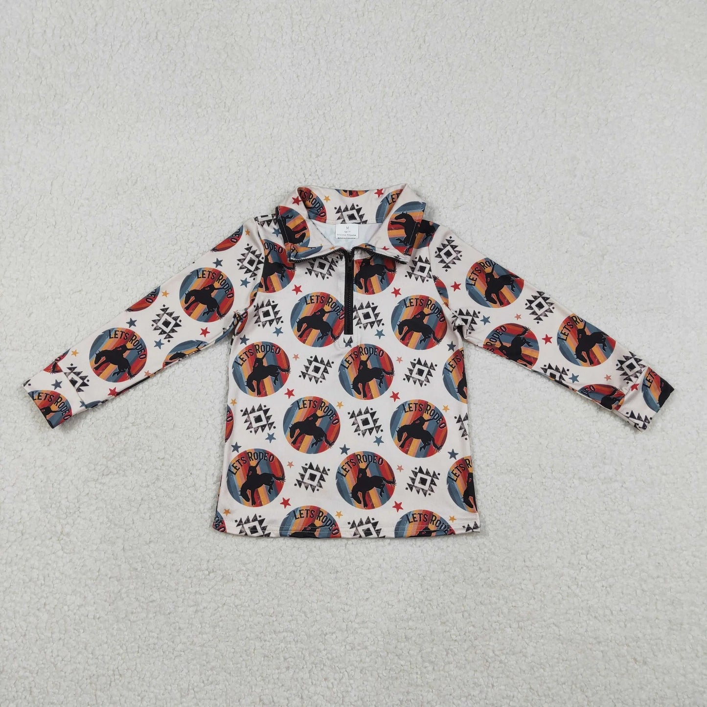 Toddler Boys Wetern Cowboy Aztec Long Sleeve Half Zipper Pullover Top