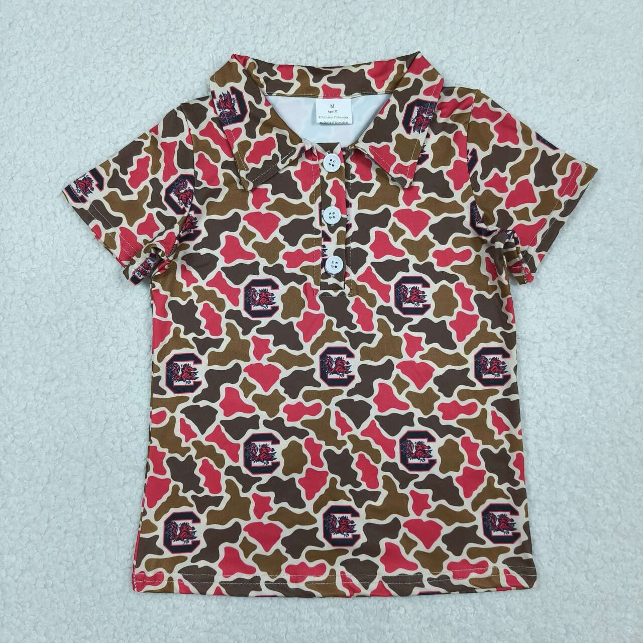 Teams Logo Camo Print Boys Short Sleeve Polo Shirts Top Brothers Wear