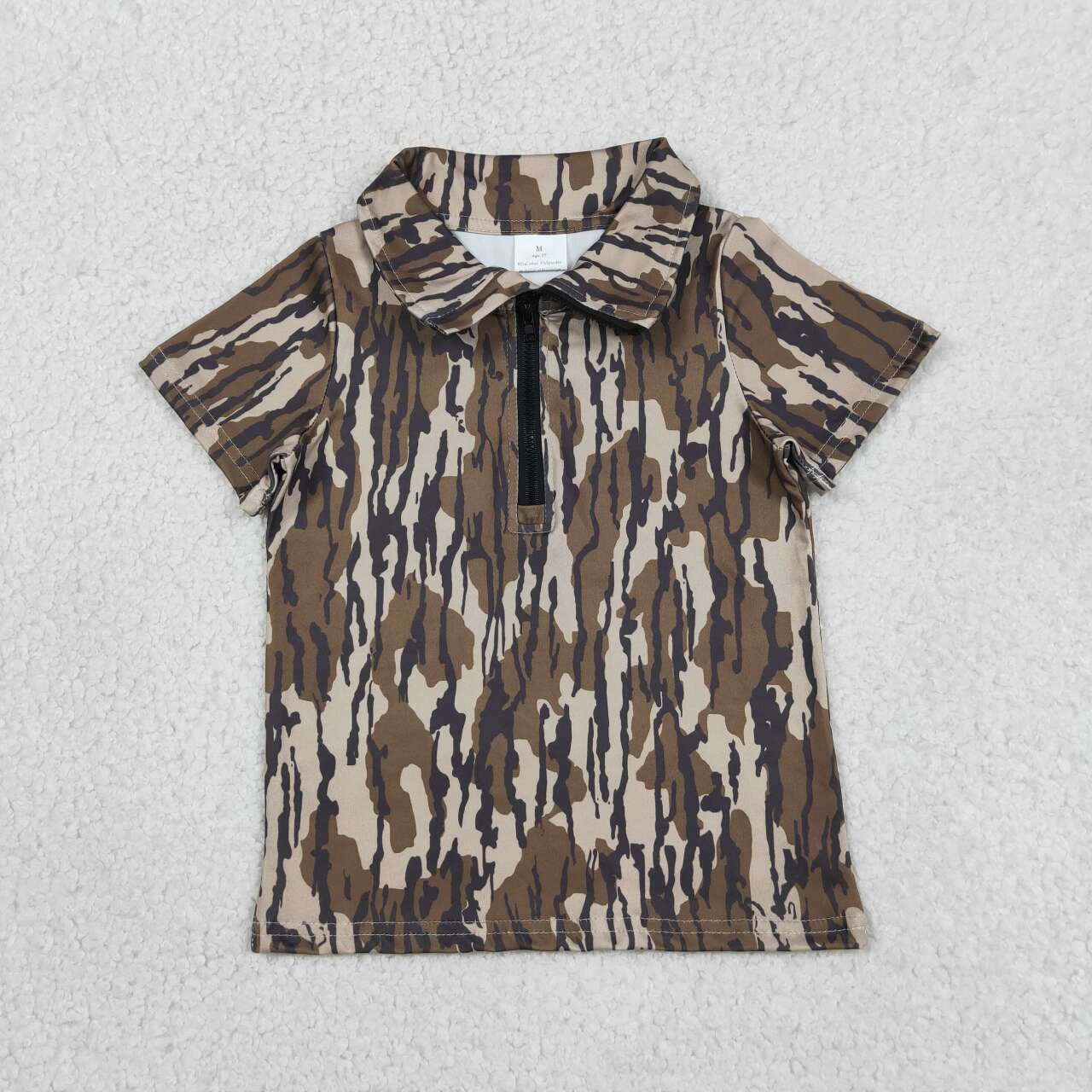2 Colors Camo Boys Zipper Short Sleeve Tee Shirts Top Brothers Wear