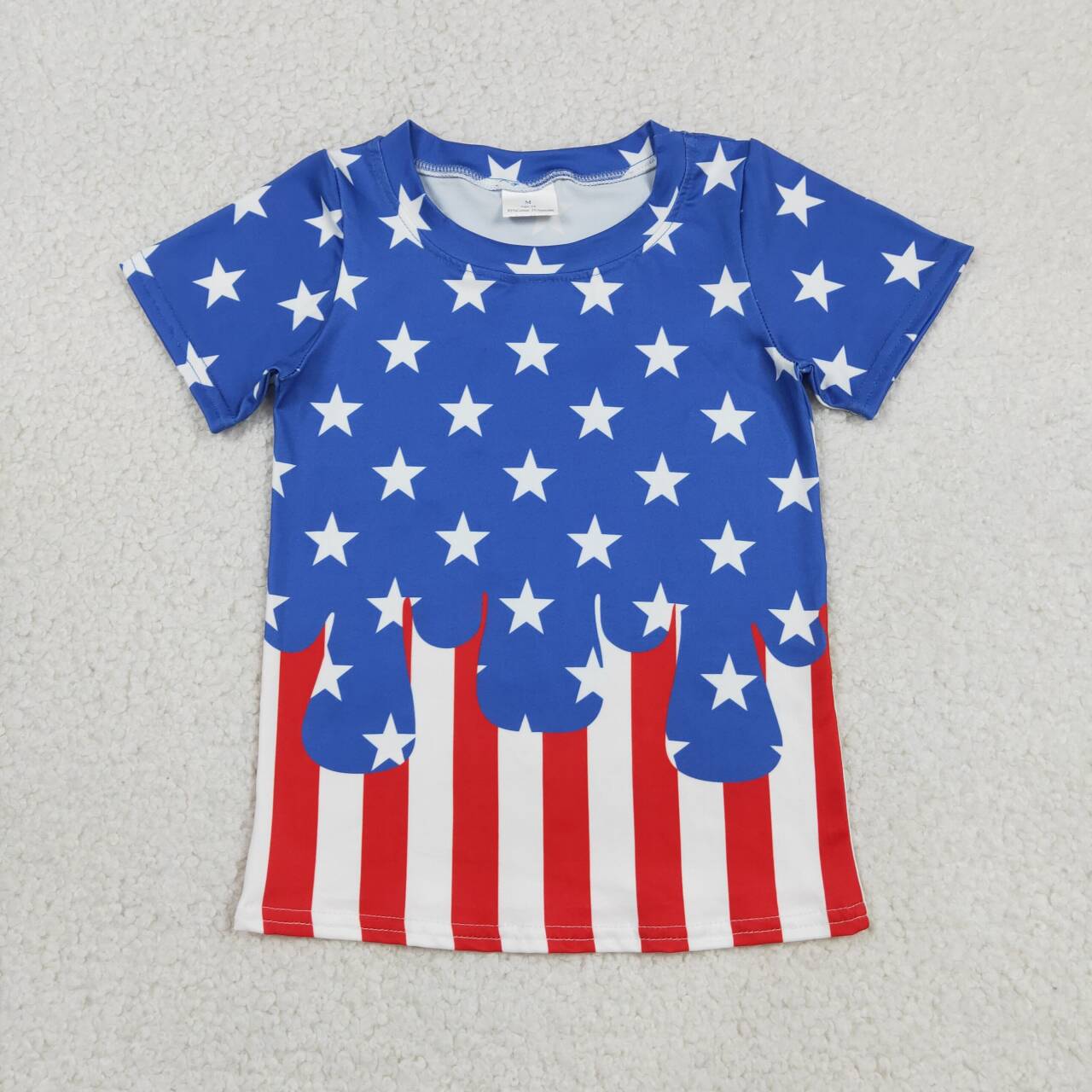 BT1741 Stars Drip Print Boys 4th of July Tee Shirts Top