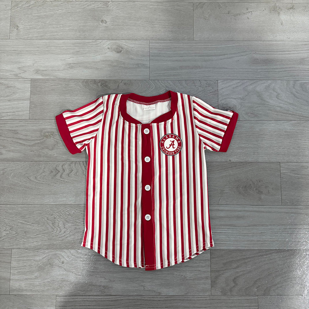 BT1746 Preorder Teams Alabama Stripes Boys Short Sleeve T-shirt Top