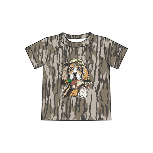 4.3 Kids Camo Beach Dog Short Sleeve Tee, Boys Summer Vacation Graphic Shirt Preorder