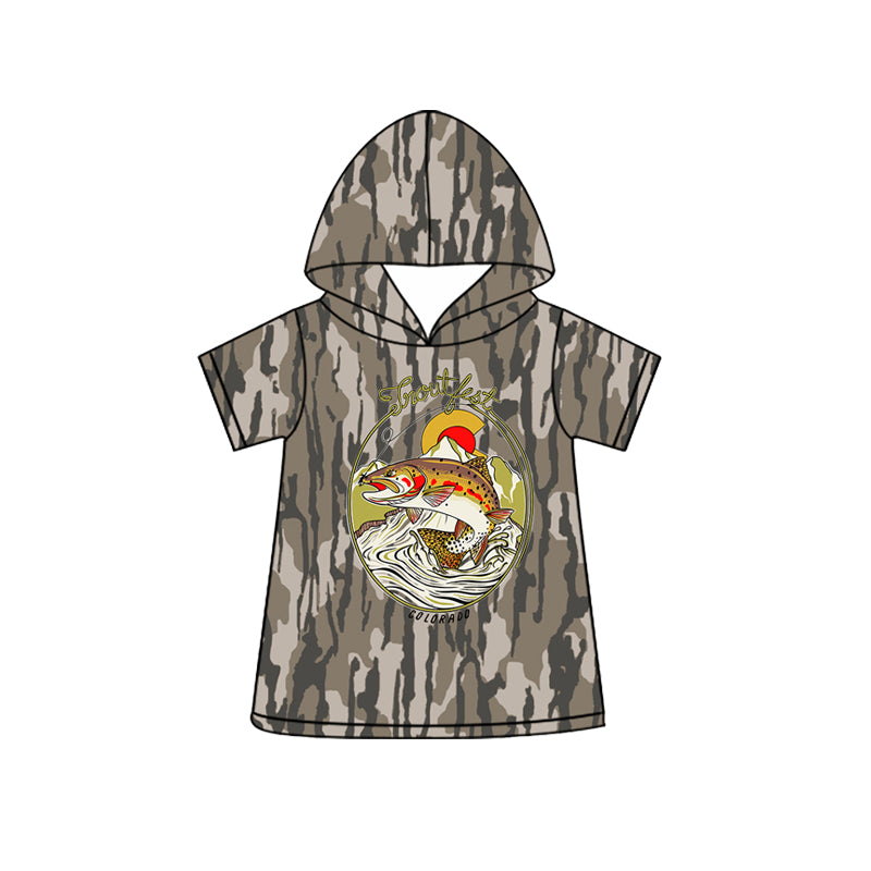 4.3 Toddler Boys Camo Fishing Hunting Short Sleeve Hoodie Top Preorder