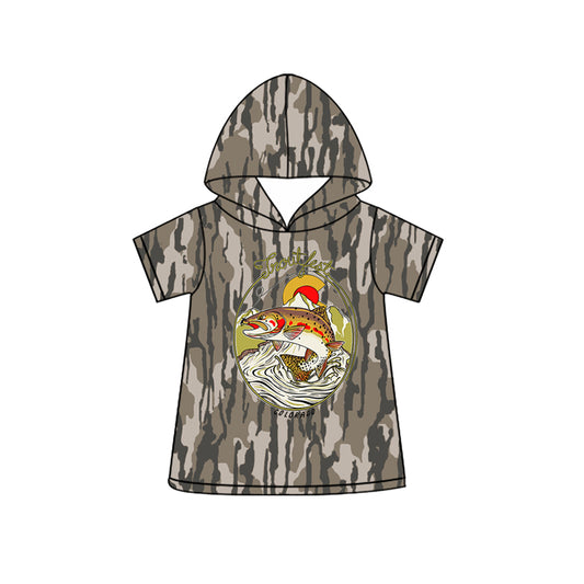 4.3 Toddler Boys Camo Fishing Hunting Short Sleeve Hoodie Top Preorder